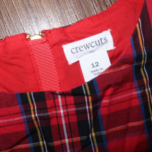 Girls Crewcuts Holiday Plaid Tartan Dress Christmas Red Casual Zip Back size 12 - Picture 3 of 3